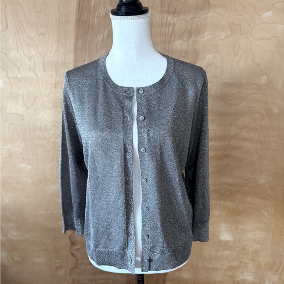 Loft silver metallic me without tags cardigan sweater - Picture 4 of 6